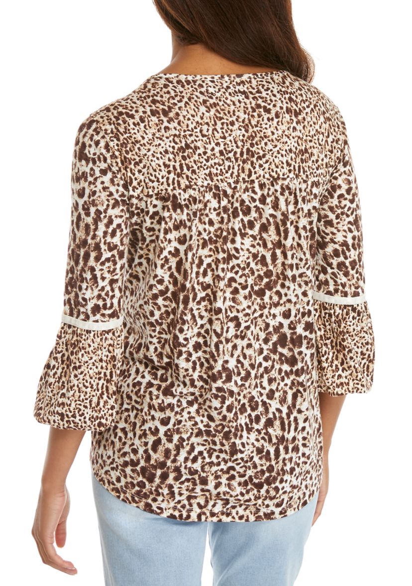 Womens Velvet Trim Peasant Top