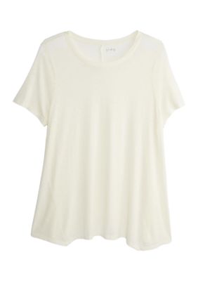 Wonderly Women's Short Sleeve Shark Bite Hem Top | belk