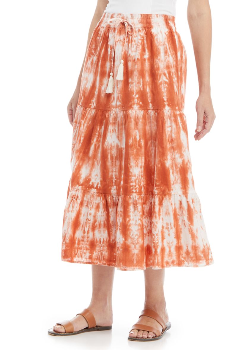 Womens Tiered Midi Skirt 
