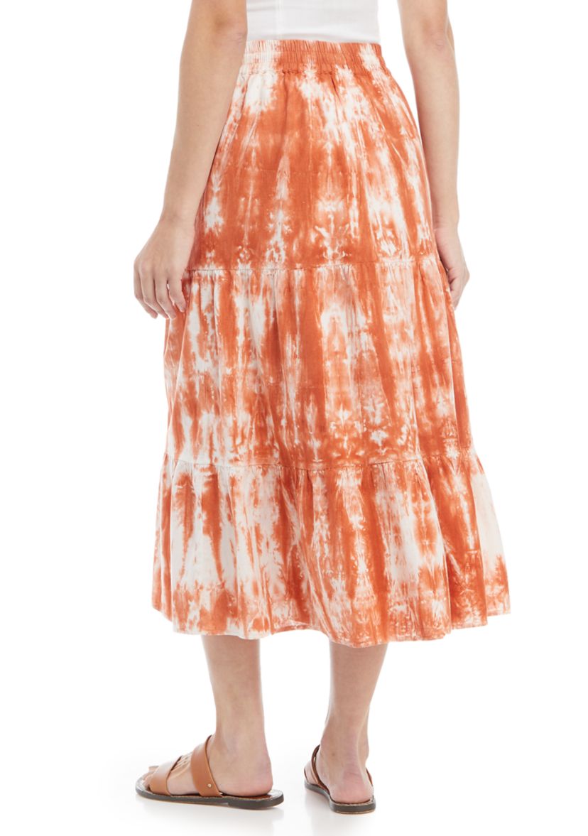 Womens Tiered Midi Skirt 