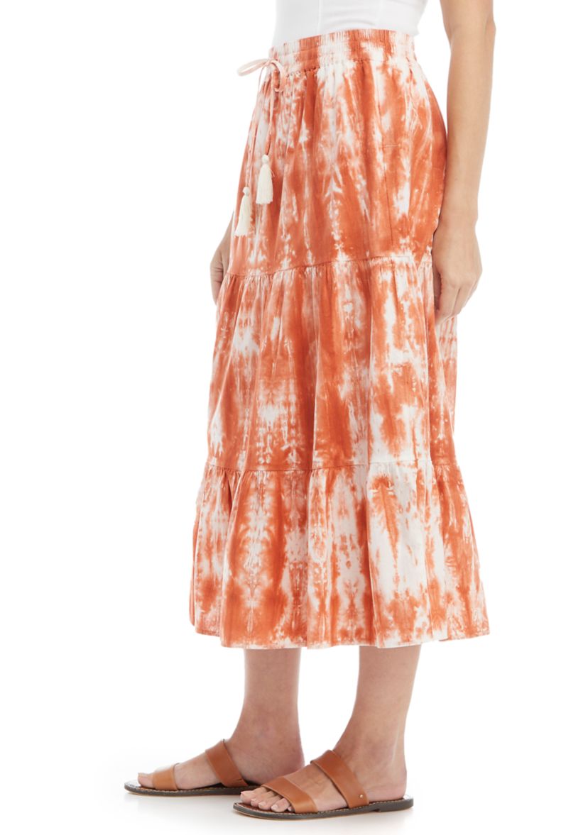 Womens Tiered Midi Skirt 