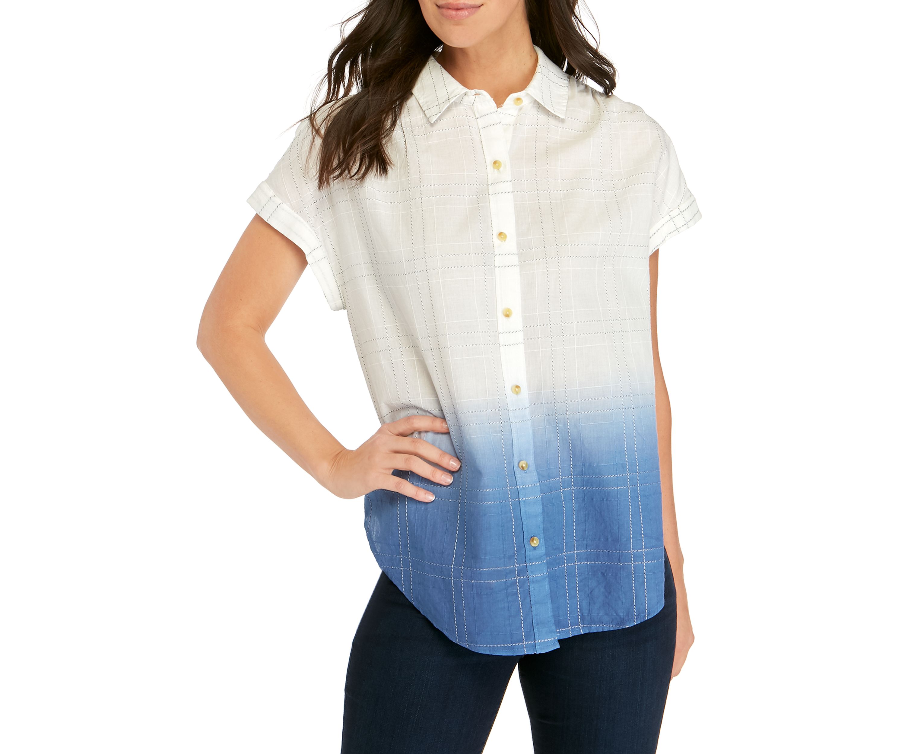 Womens Dolman Sleeve Button Down Top 