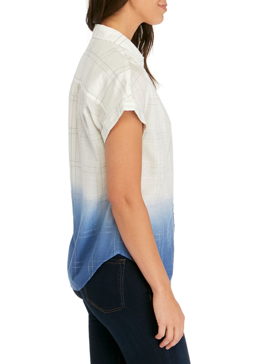 Womens Dolman Sleeve Button Down Top 