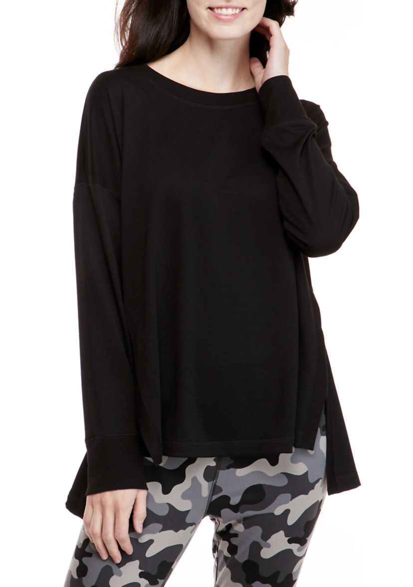 Petite Studio Crew Neck Sweatshirt with Slits 
