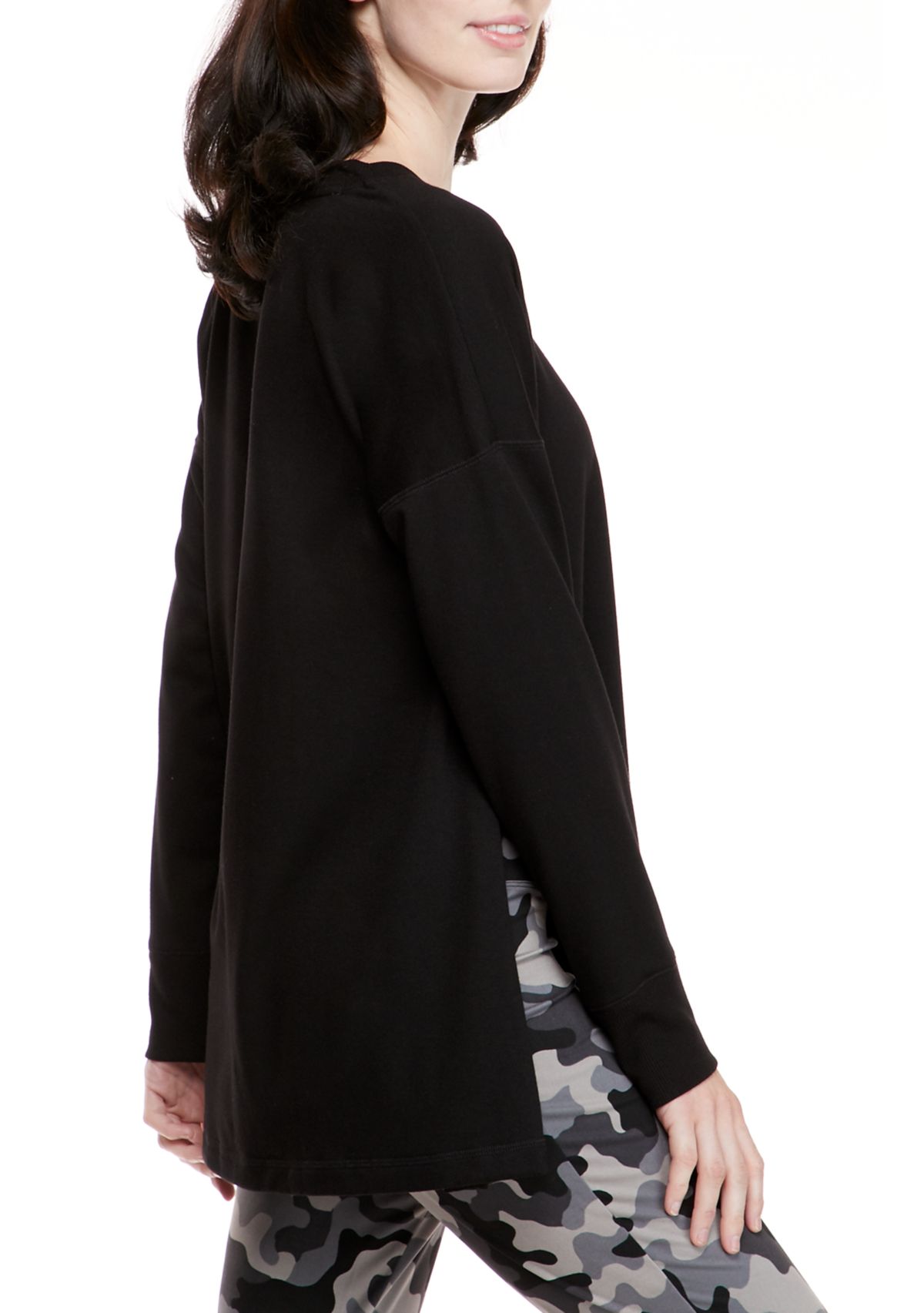 Petite Studio Crew Neck Sweatshirt with Slits 