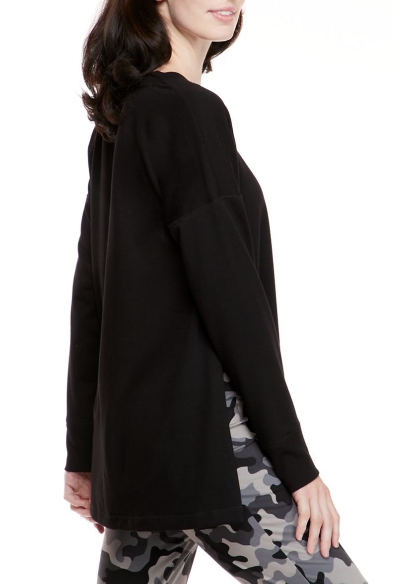 Petite Studio Crew Neck Sweatshirt with Slits 
