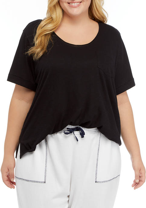 New Directions® Plus Size Short Rolled Sleeve Pocket