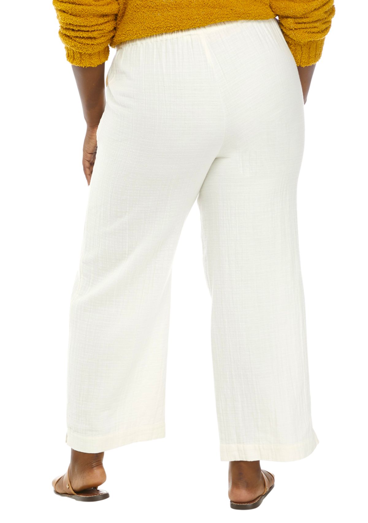 Plus Size Crinkle Gauze Ankle Pants