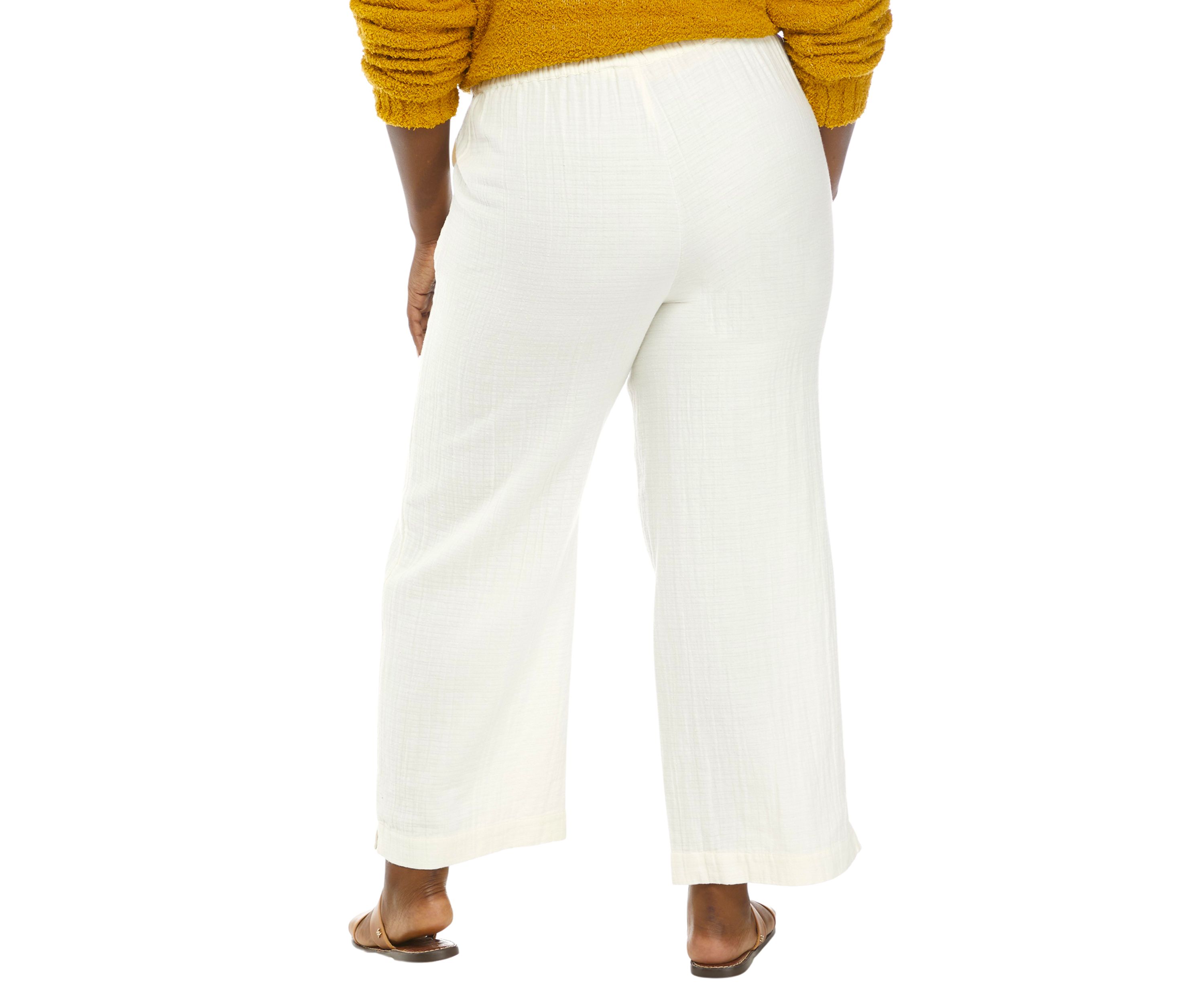 Plus Size Crinkle Gauze Ankle Pants