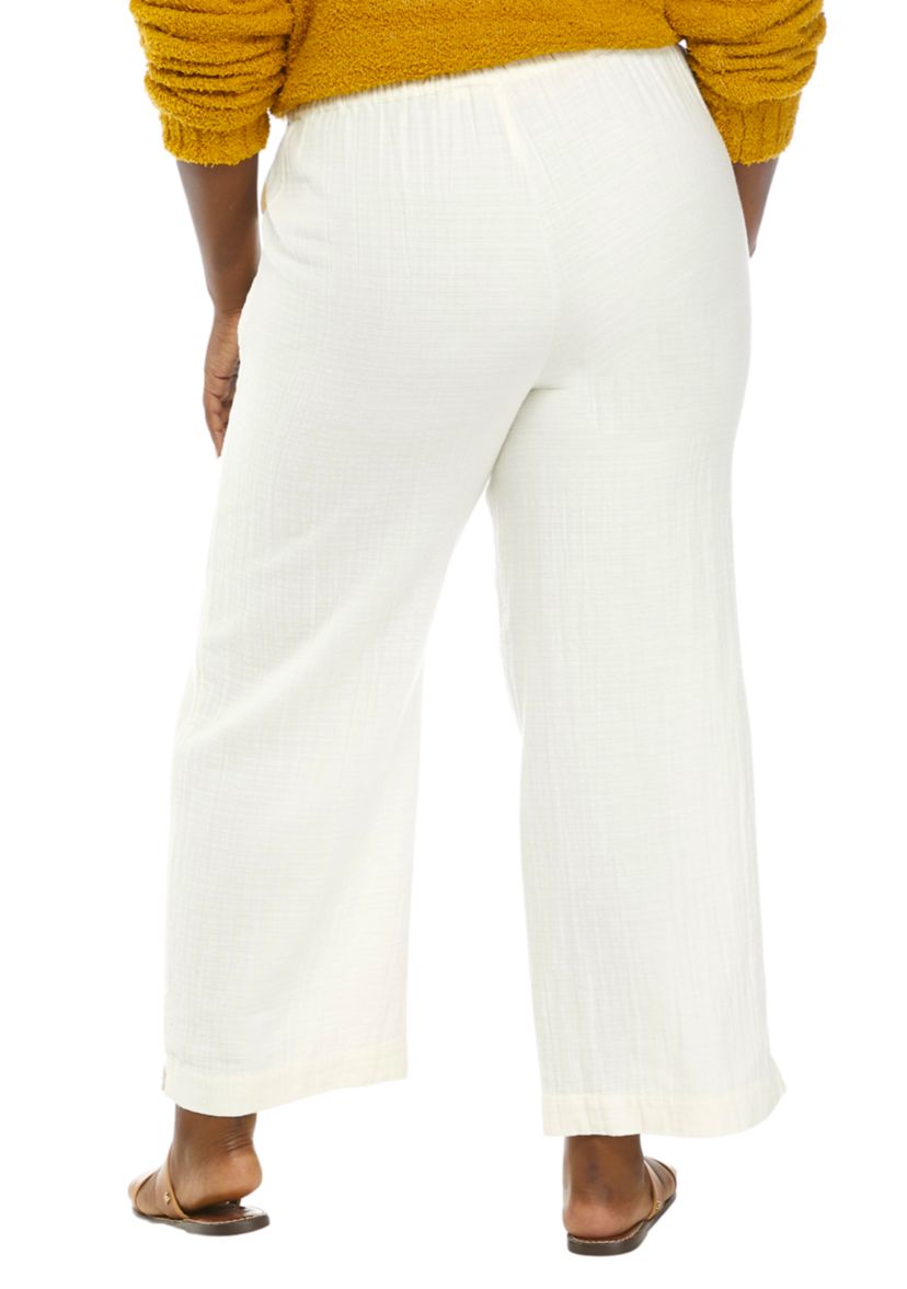 Plus Size Crinkle Gauze Ankle Pants