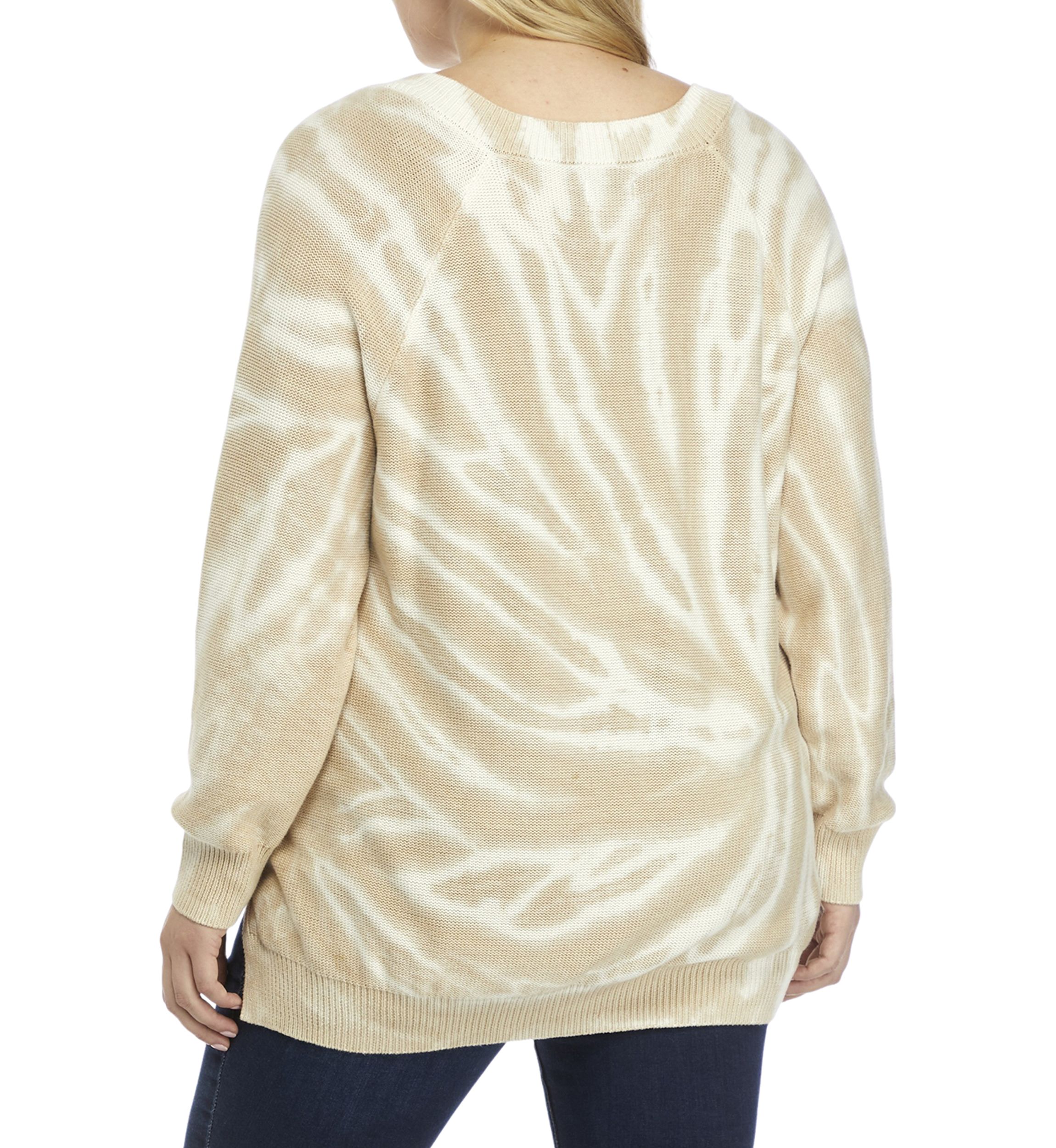 Plus Size Drop Shoulder Tie Dye Cable Knit Sweater