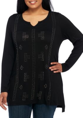 belk plus size tunic tops