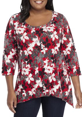 new directions three quarter double sleeve bar back printed top