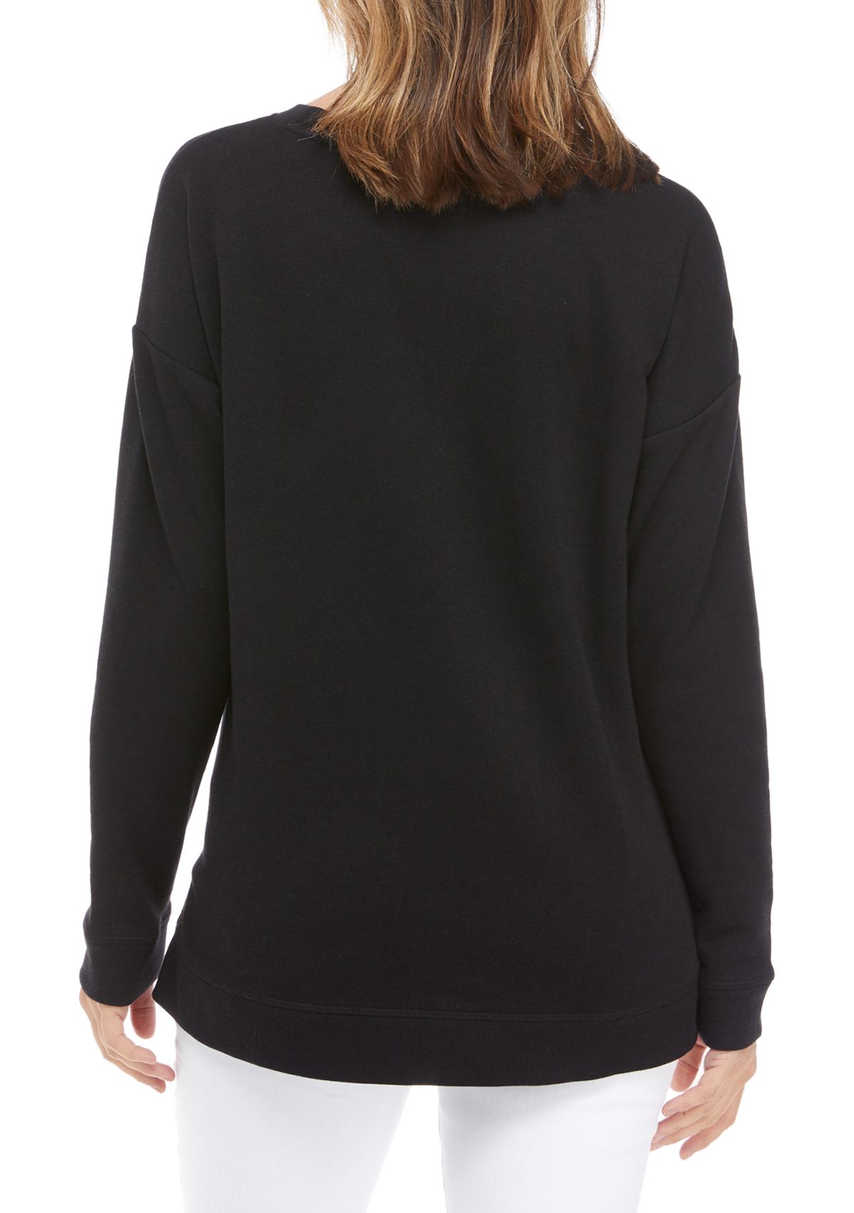 Studio Womens Split Hem Graphic Pullover