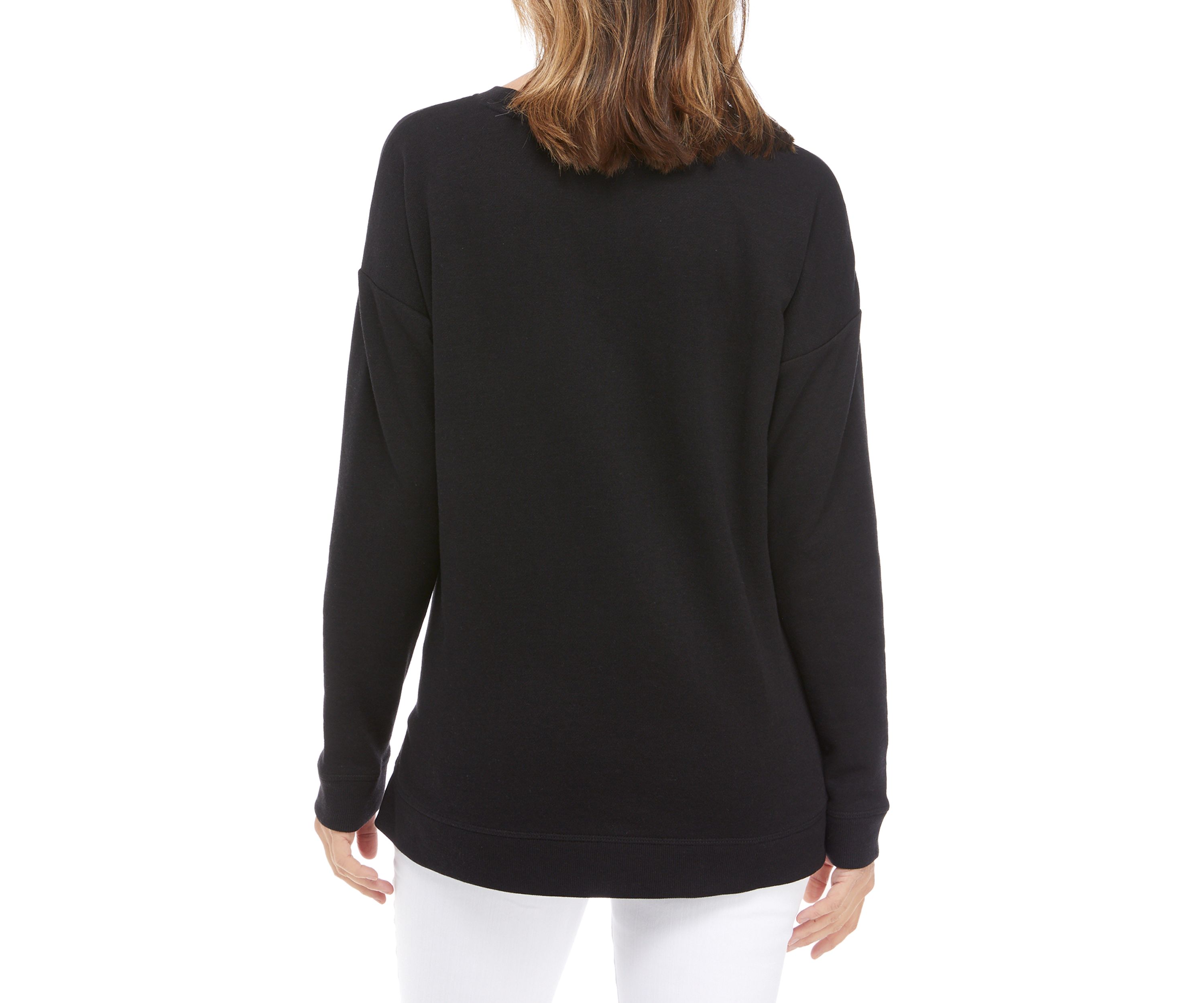 Studio Womens Split Hem Graphic Pullover