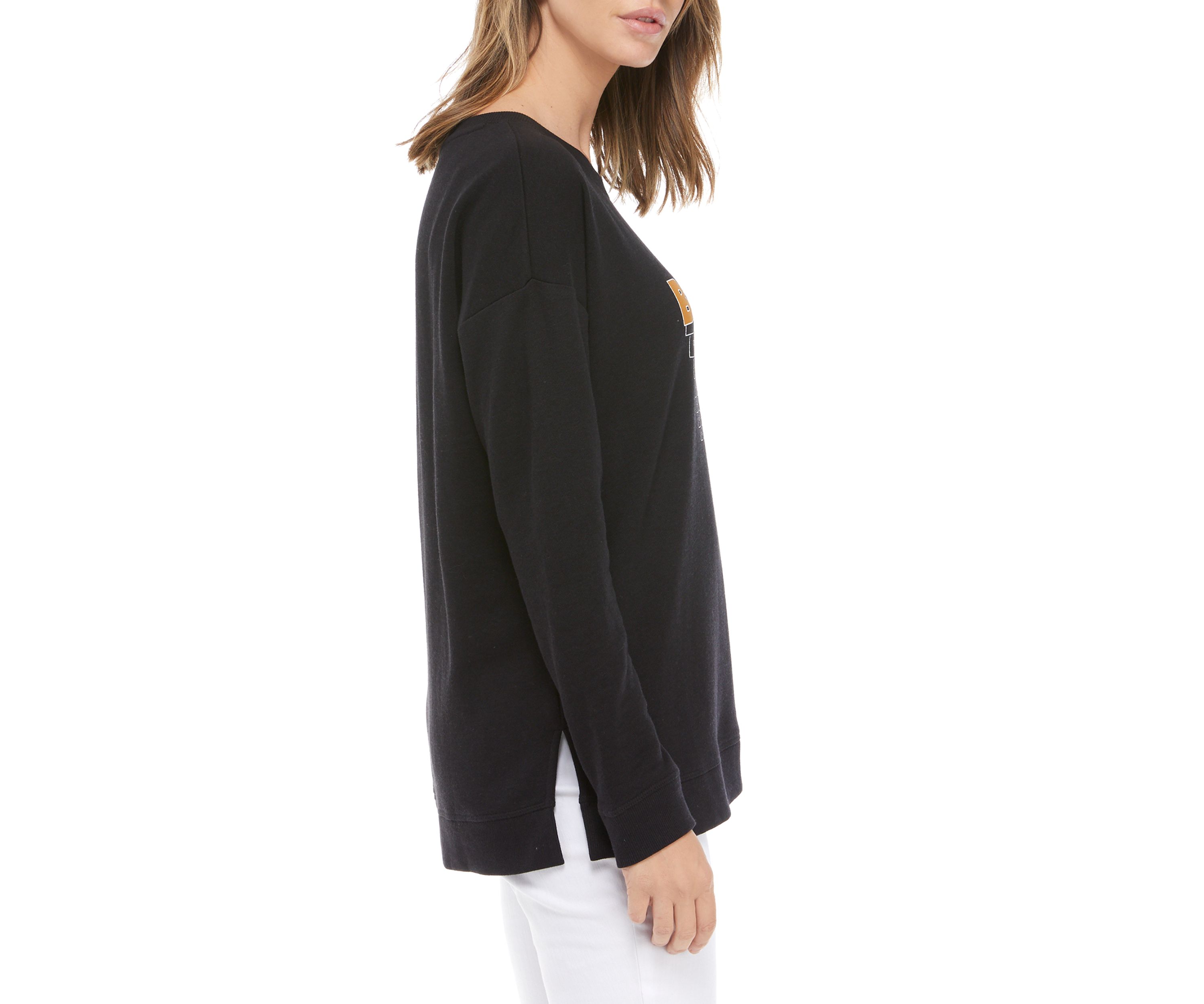 Studio Womens Split Hem Graphic Pullover