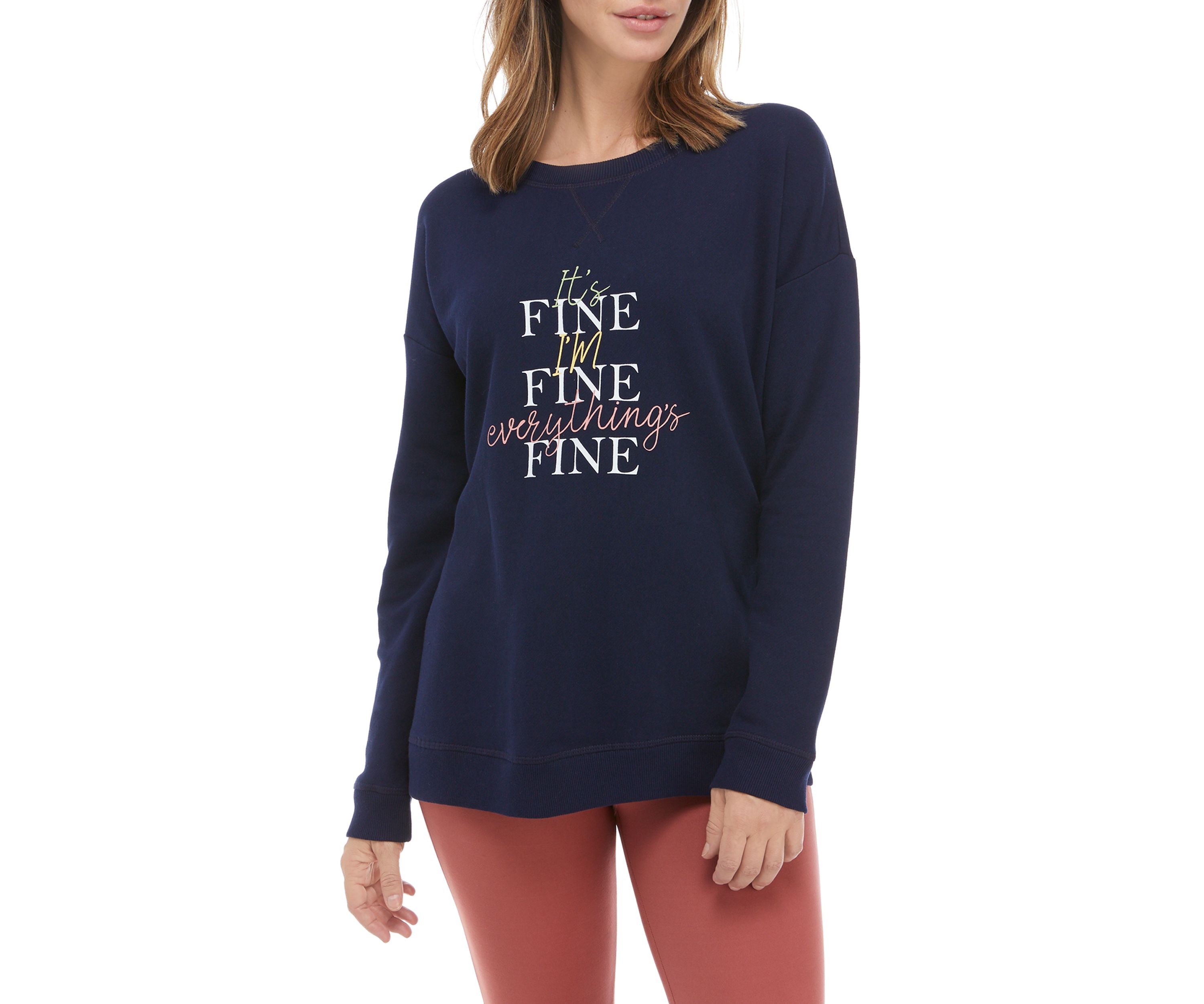 Studio Womens Drop Shoulder Graphic Sweatshirt 
