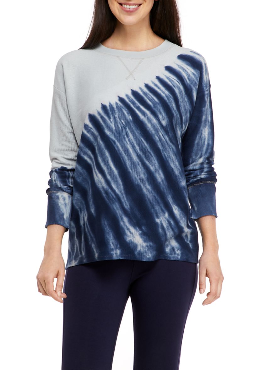Studio Womens Long Sleeve Round Hem Terry Shirt 