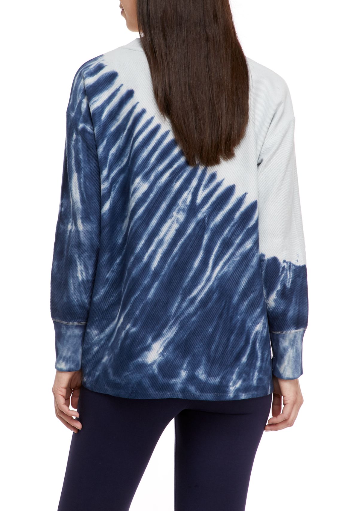 Studio Womens Long Sleeve Round Hem Terry Shirt 