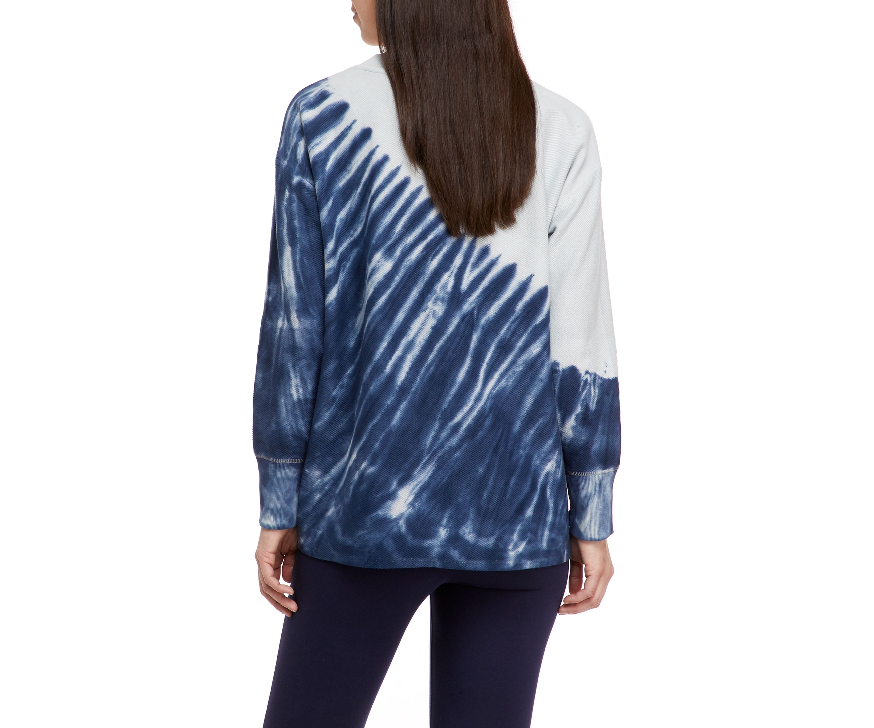 Studio Womens Long Sleeve Round Hem Terry Shirt 