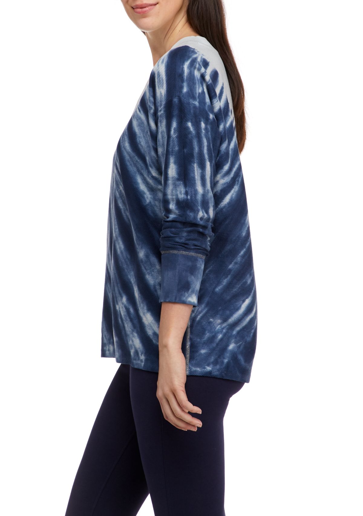 Studio Womens Long Sleeve Round Hem Terry Shirt 