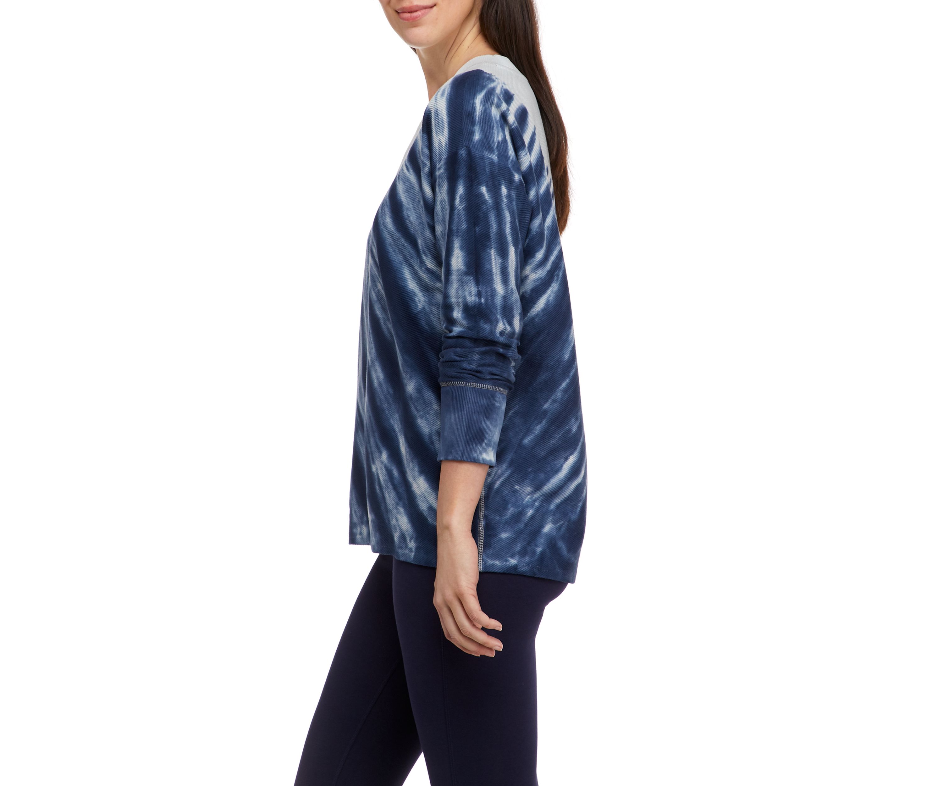Studio Womens Long Sleeve Round Hem Terry Shirt 