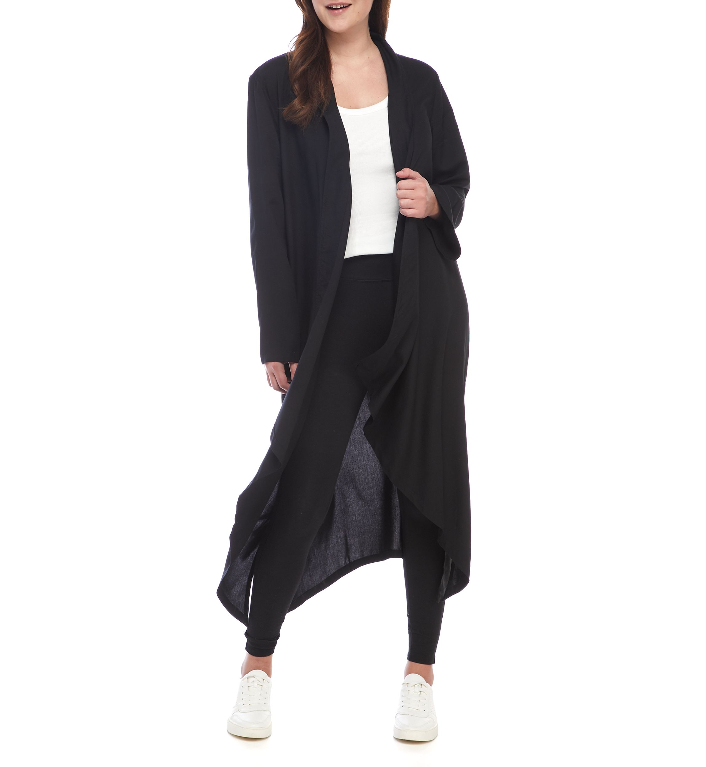 Studio Womens Long Sleeve Open Front Duster