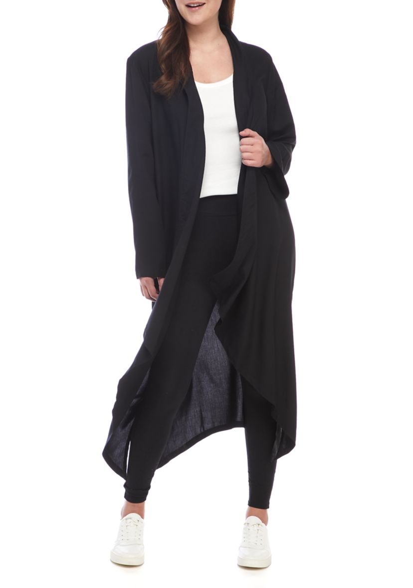 Studio Womens Long Sleeve Open Front Duster