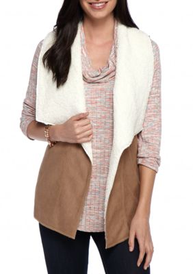 New Directions Sherpa Faux Suede Vest | Belk