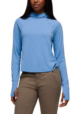 prAna Women's Sol Searcher Sun Hoodie, Blue, XL