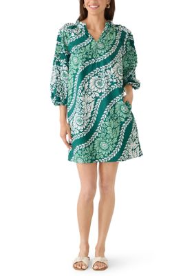 Crown & Ivy Women's Three-Quarter Ruffle Sleeve Dress