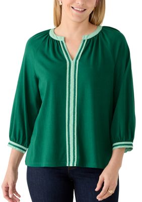 Crown & Ivy Women's 3/4 Placket Knit Top