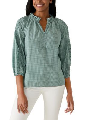 Crown & Ivy Women's 3/4 Ruffle Sleeve Top