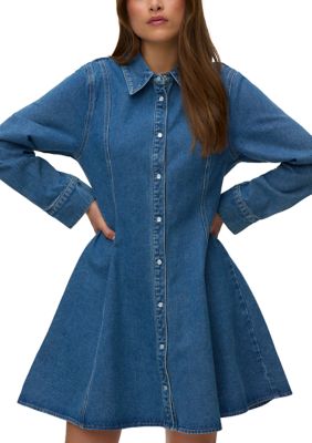 Vero Moda Women's Jessie Long Sleeve Short Denim Dress