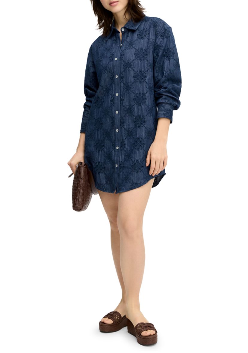 sam edelman denim dress Denim Embroidery Midi Dress (Women)