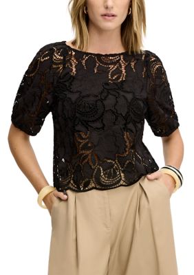 Sam Edelman Women's Lace Short Sleeve Top