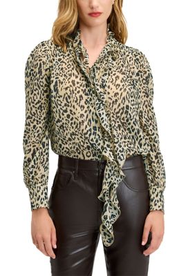 Sam Edelman Women's Sheer Print Blouse, XL