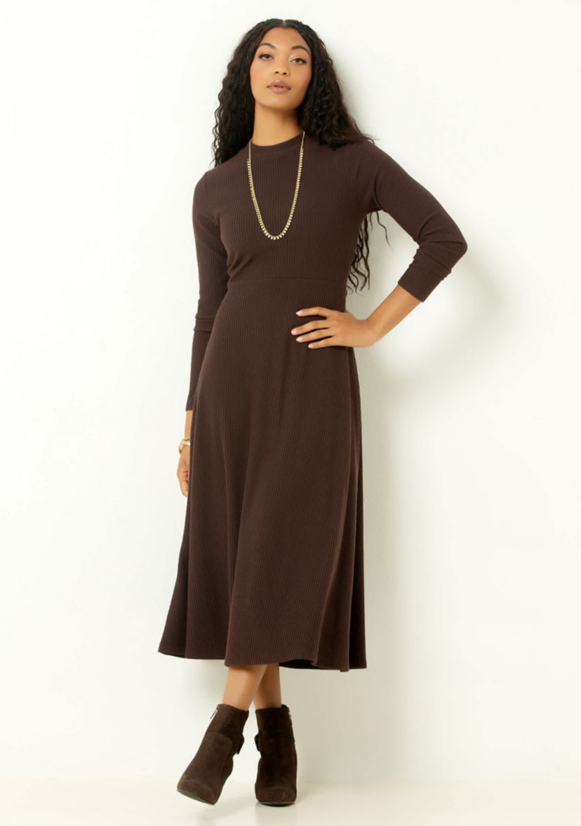 knee length dresses for ladies Women's Brushed Bamboo Midi Dress