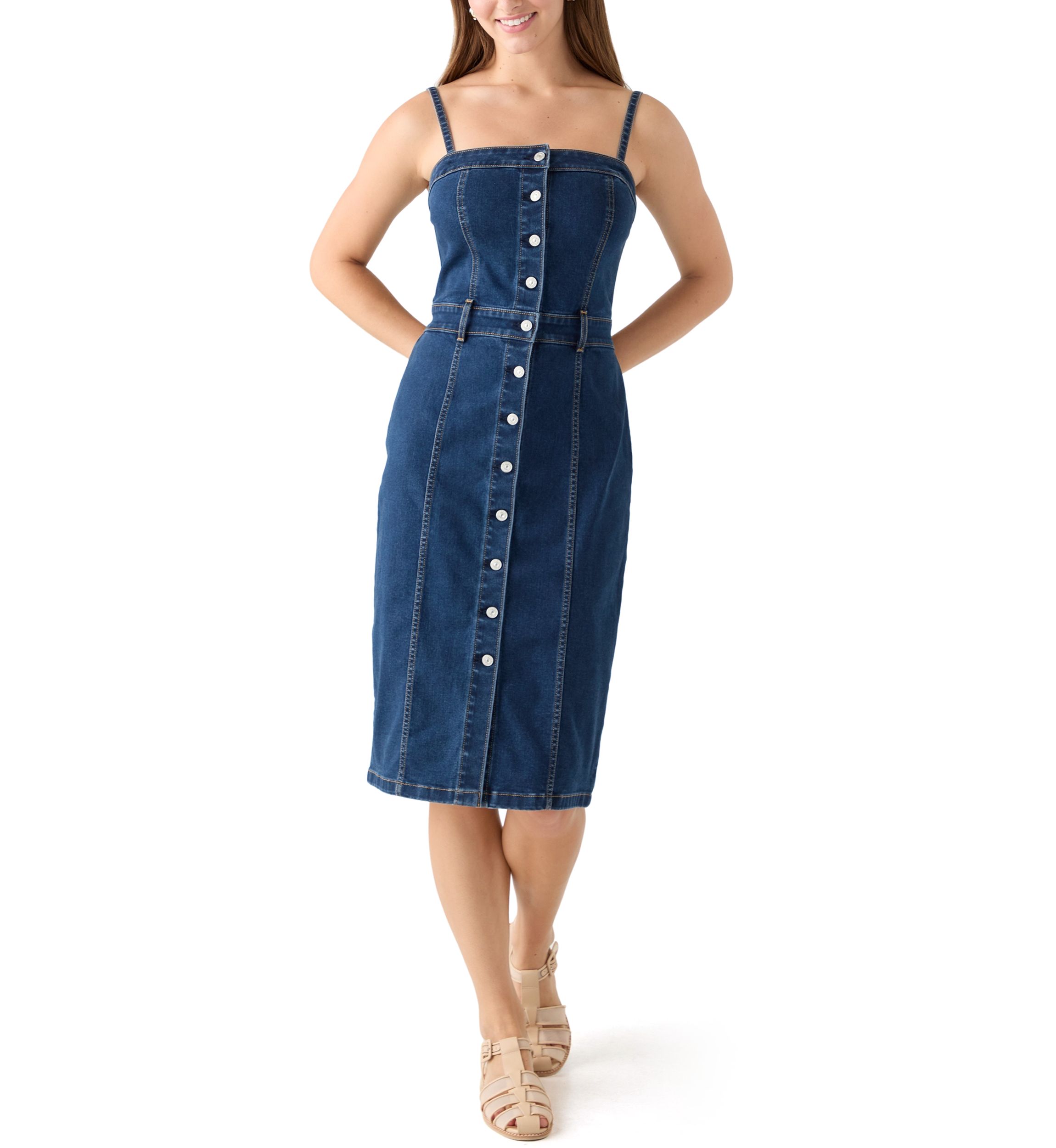 Womens Upper Eastside Denim Bustier Dress