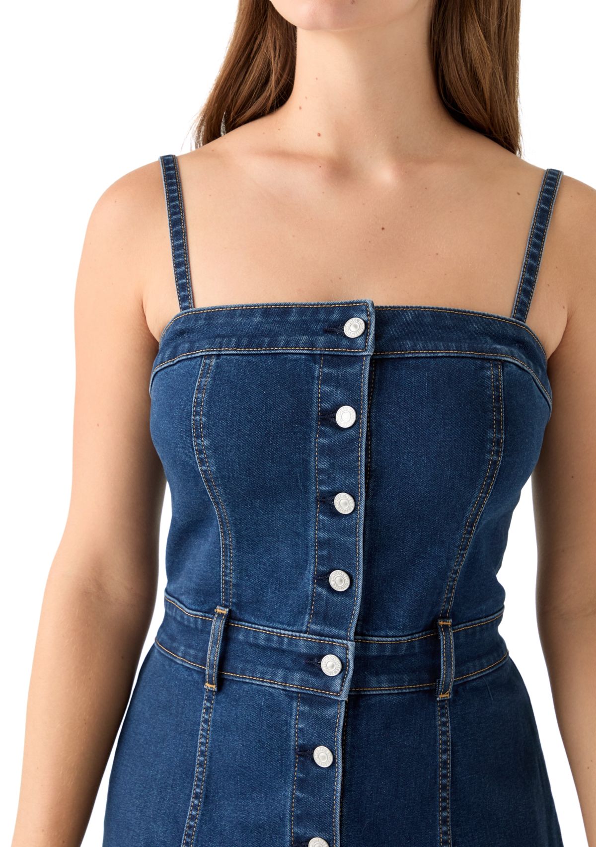 Womens Upper Eastside Denim Bustier Dress