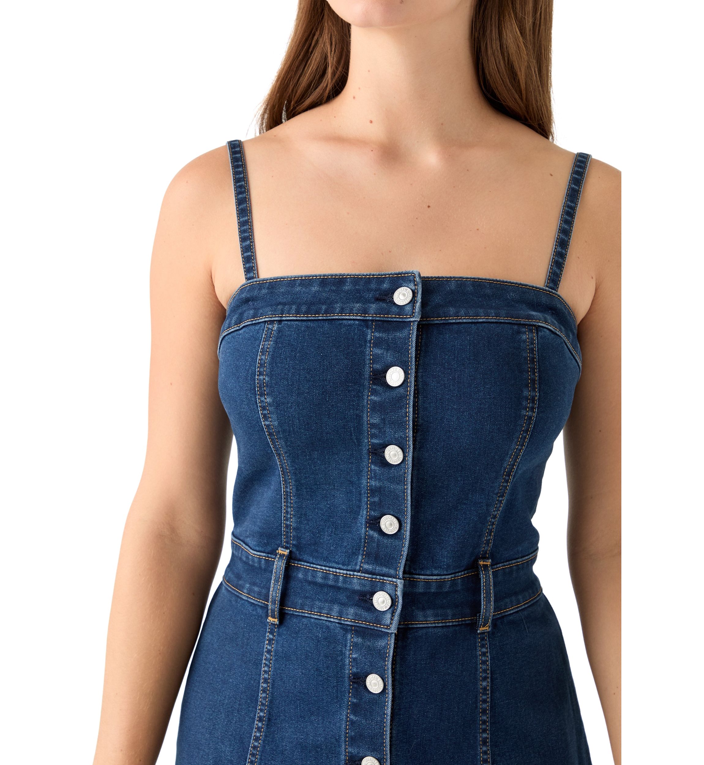 Womens Upper Eastside Denim Bustier Dress