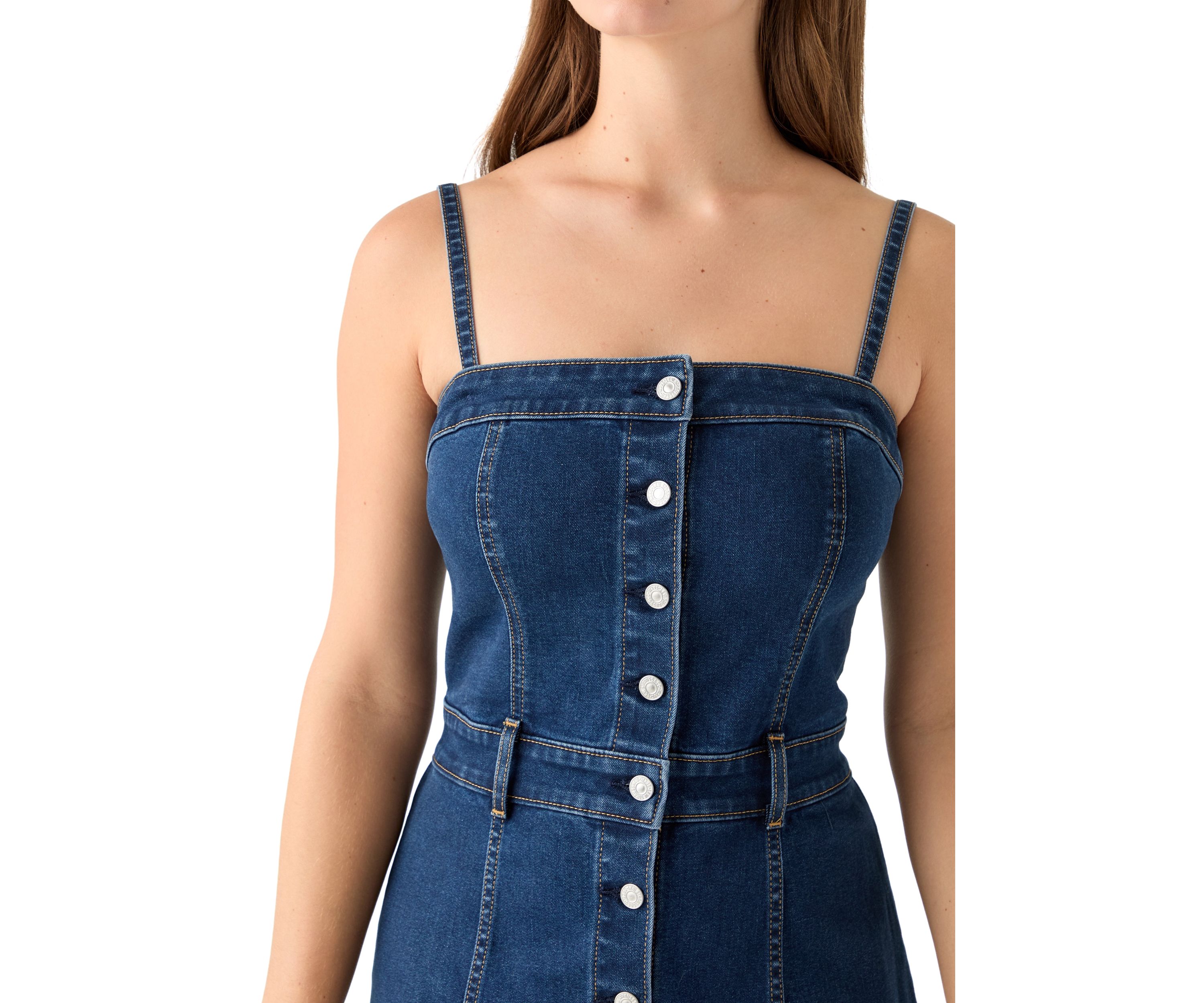 Womens Upper Eastside Denim Bustier Dress