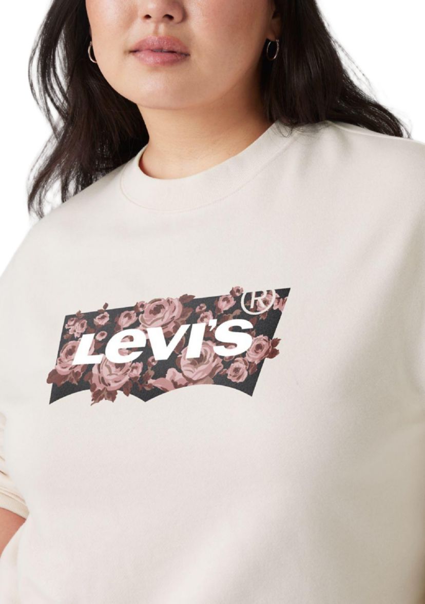 Plus Size Rose-Filled Logo Graphic T-Shirt 