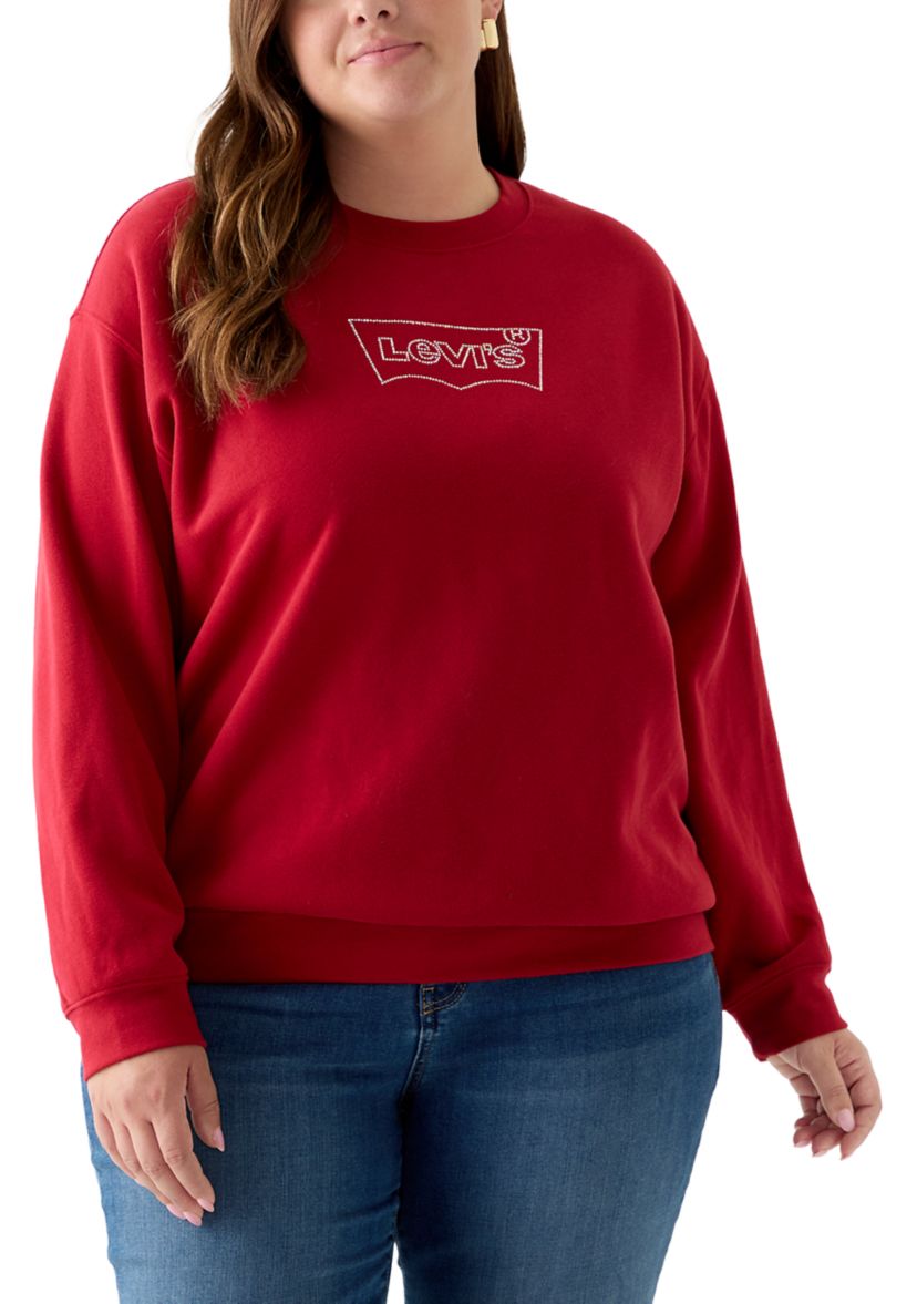 Plus Size Rhinestone Everyday Crew Neck Pullover
