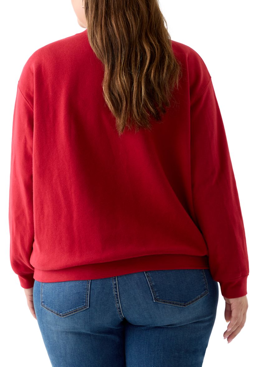 Plus Size Rhinestone Everyday Crew Neck Pullover