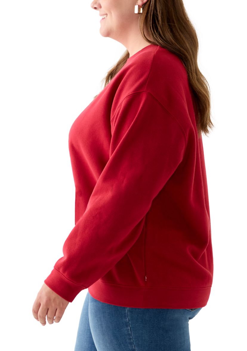 Plus Size Rhinestone Everyday Crew Neck Pullover