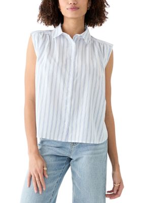 Levi's Women's Sleeveless Striped Blouse, Blue, XSmall