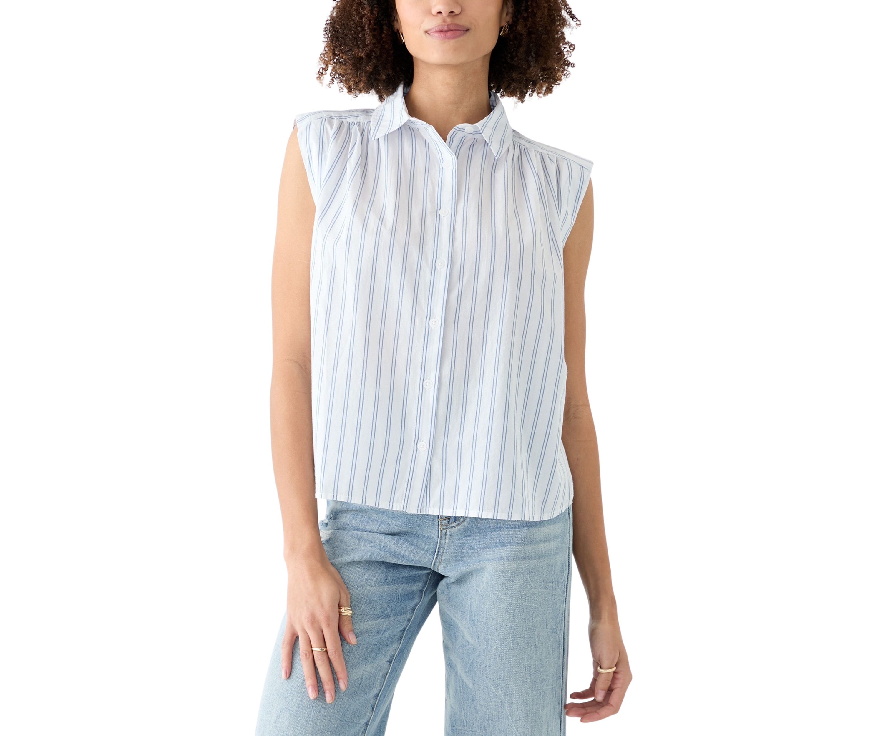 Womens Sleeveless Striped Blouse