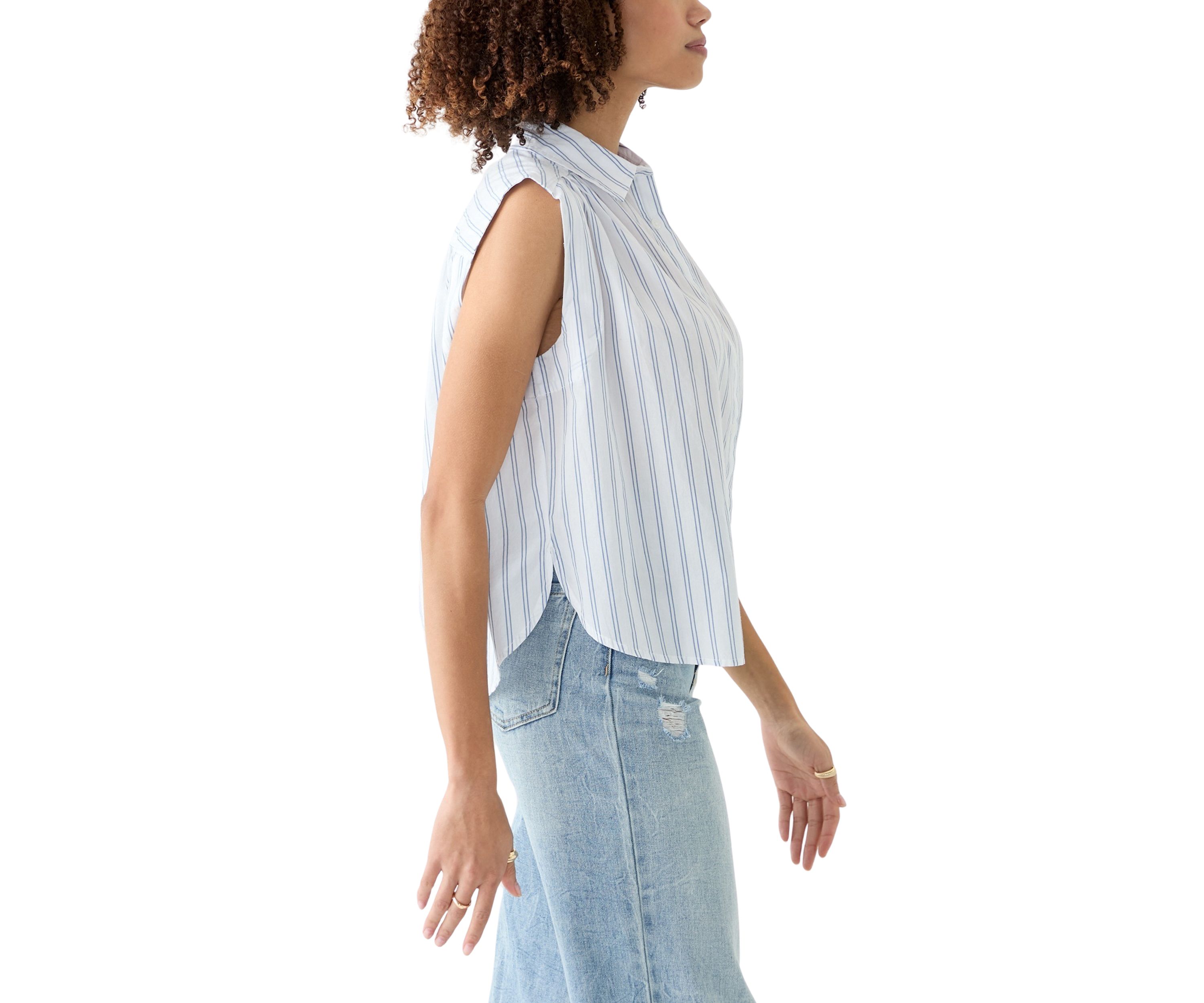 Womens Sleeveless Striped Blouse