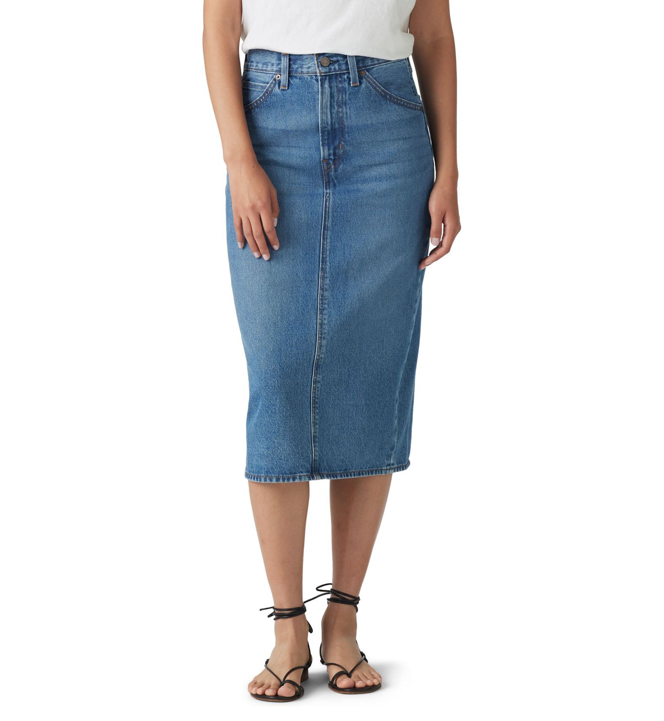 Womens High Rise Slit Skirt 